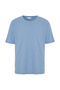 Men's Blue Linen Blend Crew Neck T-Shirt