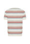 Men's Ecru Striped Crew Neck Short Sleeve Knit Sweater - 4