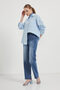 Women's Summer Muslin Oversize Pocket Blue Shirt - 3