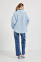 Women's Summer Muslin Oversize Pocket Blue Shirt - 5