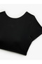 Short Sleeve Crew Neck Low Back Detailed Ribbed Sports Crop T-Shirt - 7