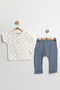 Natural Virgo Patterned Baby Boy Summer Set 9-12-18 Months - 100% Cotton Muslin Fabric - 2