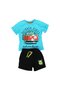 Baby Boy Blue Navy Cactus Printed Shorts Set - 2