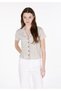 Slim Fit Polo Neck Checked Women's Green Short Sleeve T-Shirt