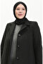 معطف كبير الحجم مزود بأزرار طولية وطبعة ختم 0176-01 أسود - 4