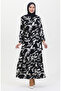 Navy Blue Patterned Belted Dress - 0444-02 - 4