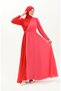 Color Paneled chiffon evening dress 5606-02 red coral - 3