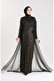 Sequined Tulle Evening Dress 5345-10 Black Gold