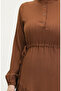 Tan 0363-04 Model Side Tie Gathered Dress - 4