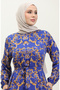 Hümeyra patterned viscose dress 0322-04 cobalt blue - 3