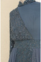 Sequined tulle evening dress 5345-12 indigo - 5