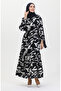 Navy Blue Patterned Belted Dress - 0444-02 - 3