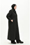 معطف كبير الحجم مزود بأزرار طولية وطبعة ختم 0176-01 أسود - 2