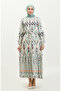 Hüma patterned viscose dress 0360-02 beige