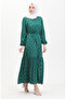 Emerald Green Anchor Patterned Belted Dress - 0461-04 - 2