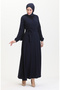 Wrinkled Fabric Side Tie Dress 1033-03 Navy Blue - 2