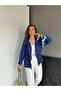Qimene Women's Large Pocket Waist Drawstring Loose Collar Straight Oversize Coat - 7