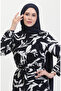 Navy Blue Patterned Belted Dress - 0444-02 - 5