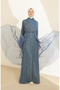 Sequined tulle evening dress 5345-12 indigo