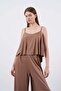 Brown Strappy Blouse Trousers Set - 51052 - 3