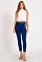 Women's Dark Blue High Waist Jeans - 5