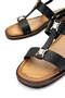Women's Genuine Leather Black Leather Flat Sandals - 4