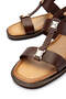 Women's Genuine Leather Brown Flat Sandals - 4