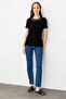 Women's Embroidered Collar Camisole Cotton T-Shirt Black - 4