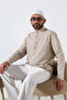 Men's Judge Collar Long Sleeve Buttoned Linen Shirt Beige (Vşn) - 7