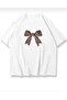 White Leopard Bow Printed Oversize T-Shirt - 2