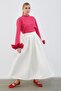 Ole Pleated High Waist Taffeta Skirt Ecru - 4
