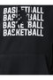 Hooded Basketball Themed Printed Kangaroo Pocket Sweatshirt - 6