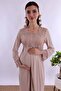 Cotton Maternity Nightgown with Breastfeeding Feature Effortt - Brown - 2