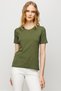 Women's Crew Neck Short Sleeve Cotton Camisole T-shirt Khaki - 2