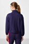 Dark Purple Soft Textured Stand Collar Oversize Women's Crop Top Sweatshirt with Cargo Pockets - 97301 - 6