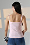 Ribana Fabric Square Collar Thick Strap Bias Basic Women's Athlete T-Shirt 22018 Powder - 4