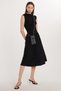 Women's Slim Fit Slim Fit Black Sleeveless Crew Neck Midi Dress - 4