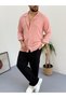 Dusty Rose Black Men's Summer Crinkle Lycra Fabric Long Sleeve Shirt Tracksuit 2 Piece Wrap Suit
