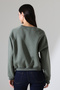 Wide Crew Neck Raised Cuffed Wide Raglan Sleeve Basic Women's Sweatshirt 21973 Khaki - 4