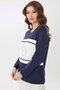 Women's Crew Neck Rudder Embroidered Long Sleeve Blouse Navy Blue - 8
