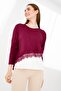 Women's Crew Neck Long Sleeve Skirt Lace Piece Combed Cotton Tunic Plum - 7