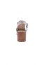 055 Women's Laser Heeled Sandals Genuine Leather Beige - 4