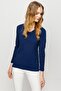 Women's V-Neck Camisole Cotton Blouse Navy Blue - 2