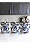 Spice Rack Cylinder Set of 3 Coffee Corner Blue Floral Silver Coral 750 ml Volume