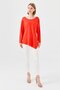 Women's Crew Neck Front Wooden Buttoned Combed Cotton Blouse Orange - 3