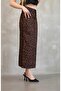 Leopard Patterned Slit Denim Skirt - 6