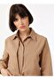 Lacing Detailed Cotton Poplin Blouse Shirt - Mink - Benin - 4