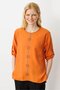 Women's Crew Neck Front Embroidered Blouse Orange - 2