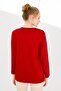 Women's Crew Neck Long Sleeve Floral Printed Combed Cotton Blouse Red - 3