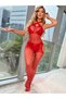 Fancy Red Private Area Open Body Stocking - 4